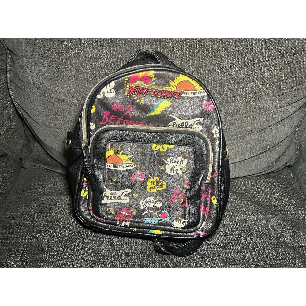 Betsy Johnson Leather Mini Backpack With Studs